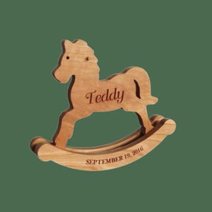 Personalized Wooden Rocking Horse: Carved Nursery Decor