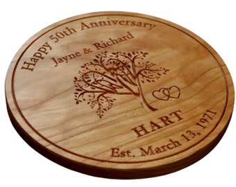 Wedding or Anniversary Trivet Tree, Wedding Trivet, Personalized Trivet, Wooden Trivet, Pot Holder, Table Decor, Wood Hot Plate