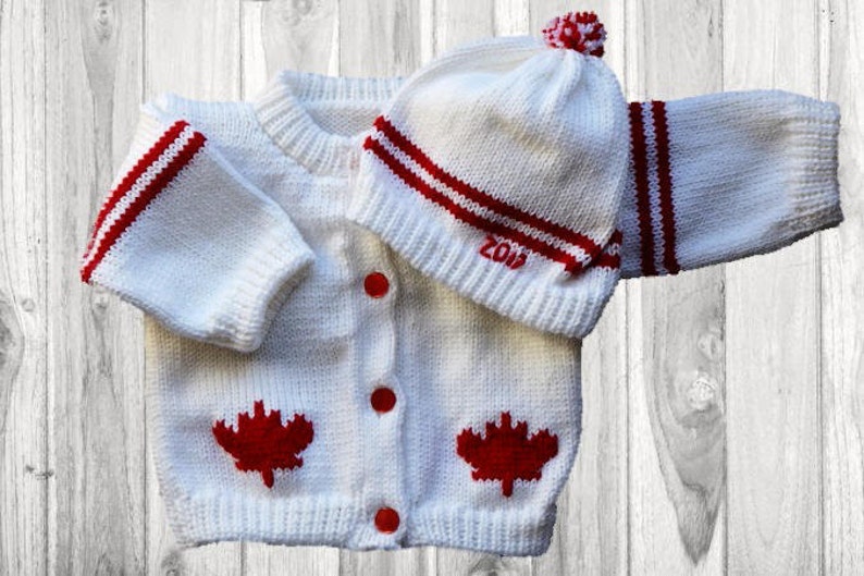 Canada Flag Knitted Baby Sweater Personalized Knitted Baby Etsy