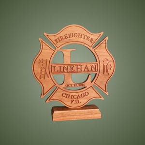 Personalized Firefighter Plaque,  Maltese Cross, Firefighter Gift