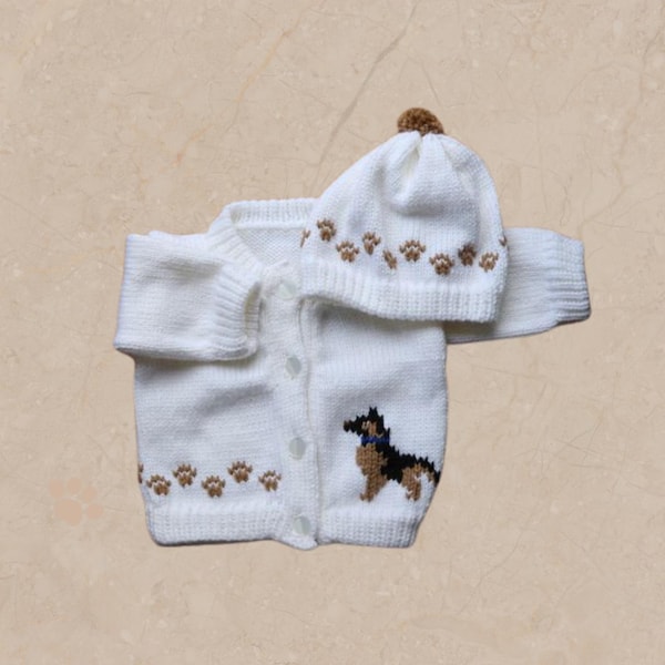 ジャーマンシェパードのベビーセーター、パーソナライズされたニットベビーセーター