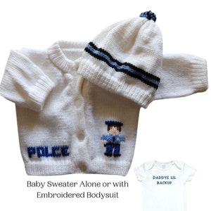 Police Baby Sweater, Knitted Baby, Personalized Knitted Baby Sweaters,  Knitted Baby Sweater, Police Baby Bodysuit, Baby Clothes, Baby