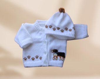 Suéter para bebê Bernese, suéteres de tricô personalizados para bebês