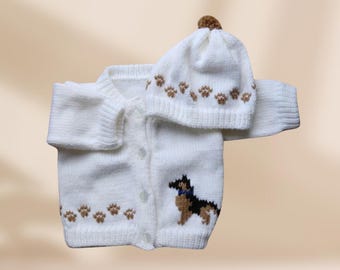 German Shepherd Baby Sweater, Personalized Knitted Baby Sweaters