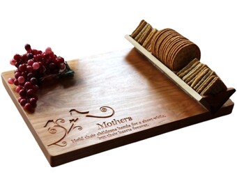 Mothers Cheeseboard with Birds, Personalized Cheeseboard, Charcuterie Board, Cheeseboard WITH or WITHOUT Cracker Tray