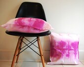 Magenta pink dip dyed watercolour square cushion cover pillow