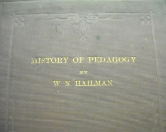 1874 Twelve Lectures on the History of Pedagogy, Delivered before the Cincinnati Teachers Association - W.N. Hailman