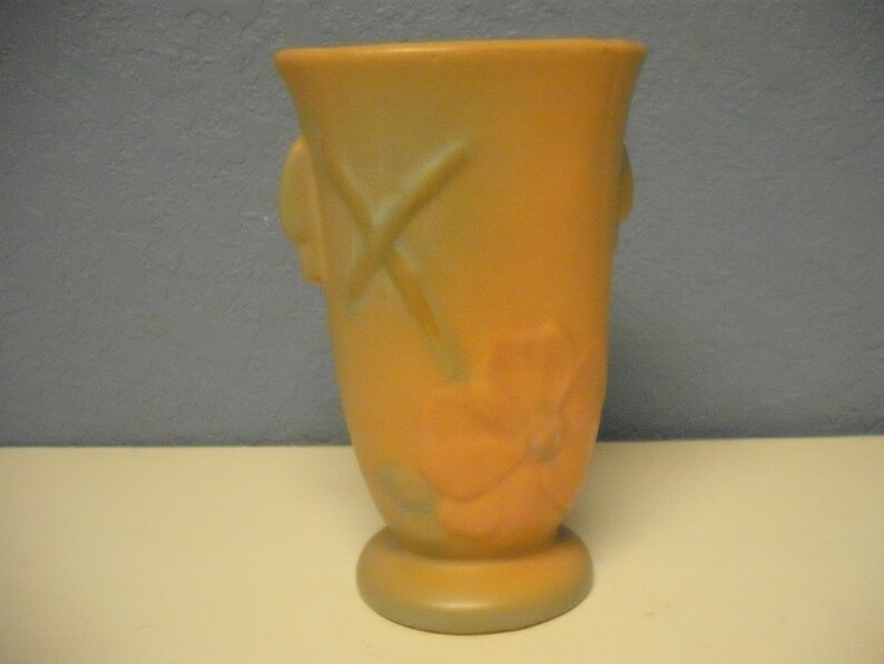 Vintage WELLER Art Pottery Wild Rose Vase Matte Pink Green | Etsy