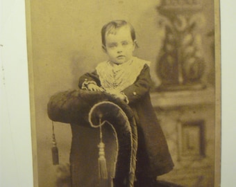 Antique Cabinet Card  - Little Boy on Chair - R. W. Dawson, Little Rock, Arkansas  - 1800's