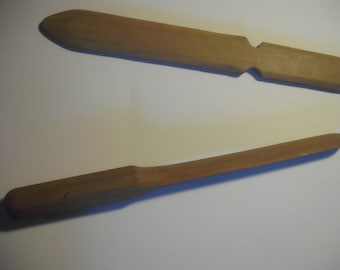 Antique - Set of Two - Handmade Walnut Wood Knives or Letter Openers