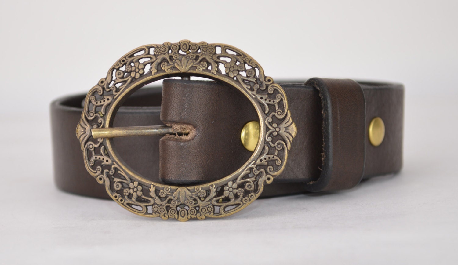 Barse Santa Rosa Brown Leather‎ Belt Filigree Buckle M USA Western Rustic Boho Filigree Leather Belt - Etsy main image 4