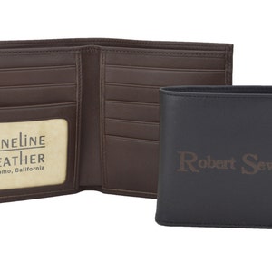 Cartera de cuero para hombre. Hecha a mano, n.° 104. Cuero americano suave y de primera calidad. Incluye área de cuero para billetes y ventana para identificación con foto.