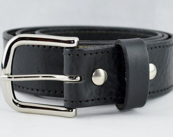 Leather Belt 1-1/2" Wide, Full Grain USA Leather, Solid Brass Buckle