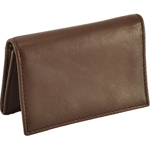 Personalized Leather Business Card Case. #110. Bi-fold Design with Expandable Pocket. Includes 1 Line of Custom Engraved Imprinting.