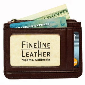 Monedero para mujer con bolsillos para tarjetas de crédito, bolsillo con cremallera y ventana para identificación con foto n.° 1012. Cuero americano de grano completo suave y de primera calidad