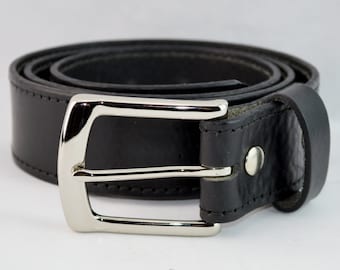 Handmade Leather Belt. 1-1/2 Inch Wide. Beautiful Supple Textured Leather, Black or Brown, Solid Brass Buckle #MB7106