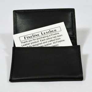 Leather Business Card Case. #110. Bi-fold Design with Expandable Pocket. Buttery Soft American Leather.