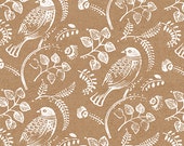 Bird Print Wrapping Paper: Kraft Gift Wrap Sheet, with Handprinted Vintage Love Birds (70cm x 50cm / 19.5" x 27.5")
