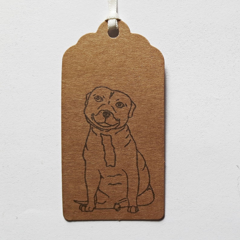 Handmade Kraft Parcel Tags with Staffie Staffordshire Bull Terrier. Staffy Gift Tags