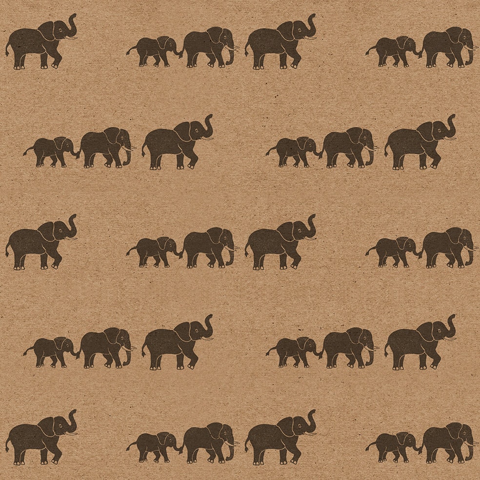 Elephant Wrapping Paper Kraft Gift Wrap Sheet with Marching Etsy