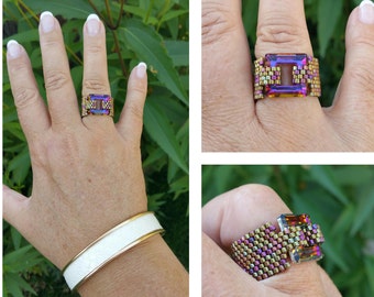 Square Swarovski Cosmic ring