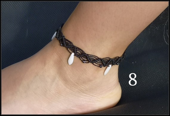 Vintage Anklets Handmade Gothic Black Vintage Lace Women Anklets Barfoot ankle  bracelet Pendant Foot Accessories Party