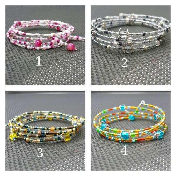 Bracelet memory wire en perles Miyuki Toho