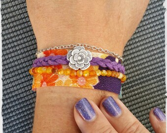 Multi-row chirimen cuff