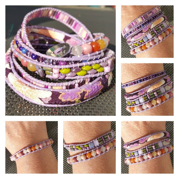 Bracelet wrap "Violetta", 5 rangs