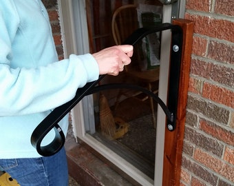 Grab Rail Handmade Steel Flat Bar, Wall Mount Hand Rail