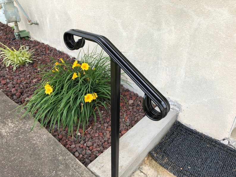 Single Post ornamental hand rail 1 or 2 step railing for | Etsy