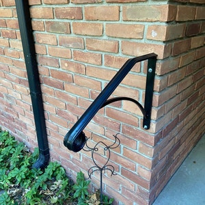 Grab rail railing decorative steel top for 1 or 2 steps attaches to a wall or post easy installation! With Hardware