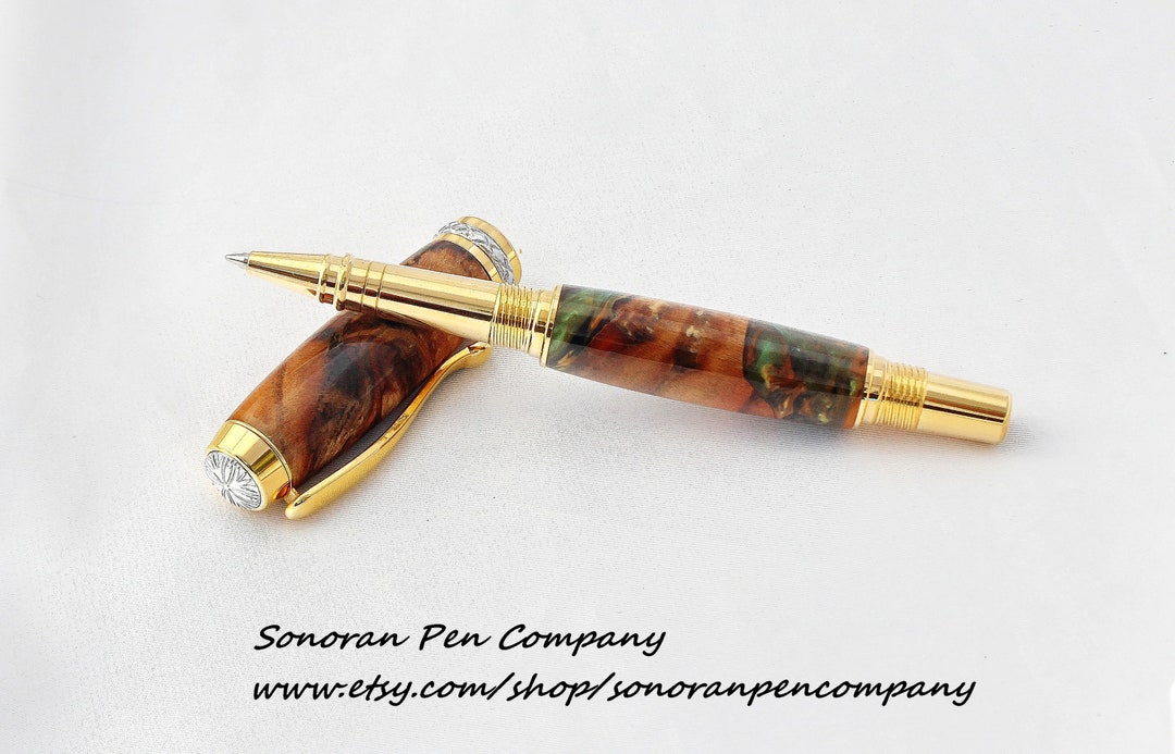 Triton Peach Burl Rollerball Pen OR Fountain Pen Etsy