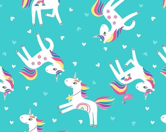 Unicorn Magic Pearlescent, Unicorn Love 9798P-04, Rainbow Fabric, Heart Fabric, Kanvas Studio, Cotton Fabric, Priced/Sold by the Half Yard