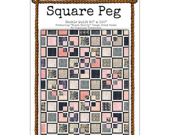 Square Peg Quilt Pattern, Hard Copy Quilt Pattern, Double Size Quilt Pattern, Miss Winnie Designs, Quilting Pattern