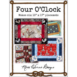 Four O'Clock Placemat Pattern, Hard Copy Paper Pattern, Pattern for Placemats, Miss Winnie Designs, Tabletop Pattern