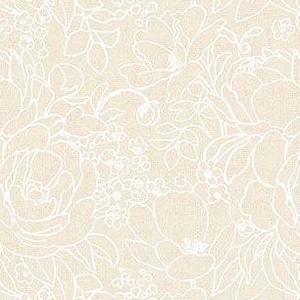 Peach Whispers, Floral Outlines Cream 83321 202, Beth Grove for Wilmington Prints, Quality Quilting Cotton, Fabric By The Yard, Half Yard