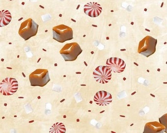 Time for Hot Cocoa, Candy Toss Cream 30525 223, Wilmington Prints, Quilting Cotton Fabric, Priced/Sold by the Half Yard