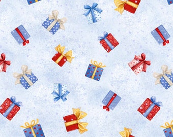 Christmas Fabric, Tossed Gift Fabric, Winter Fabric, Snow What Fun, #45156 403, Wilmington Prints, Quilting Cotton, Fabric By The Yard