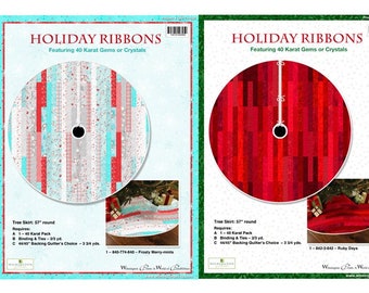 Tree Skirt Pattern, Holiday Ribbons, Paper Pattern, Precut Pattern, Hard Copy Pattern, Jelly Roll Friendly Pattern, Wilmington Prints