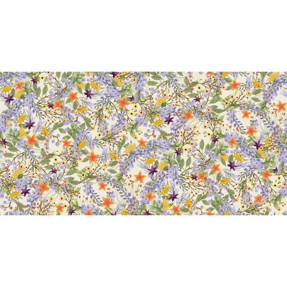 Floral Bee Hive 100% Cotton Fabric -MZ0001BZ