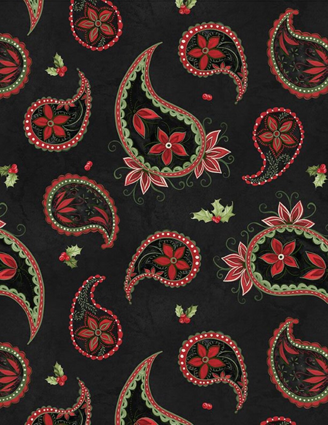 Red Paisley Printed Cotton Fabric