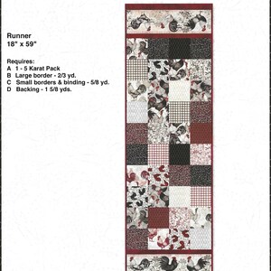 End to End Runner Pattern, Table Runner, Paper Pattern, Precut Pattern, Charm Pack Pattern, Hard Copy Pattern, Wilmington Prints