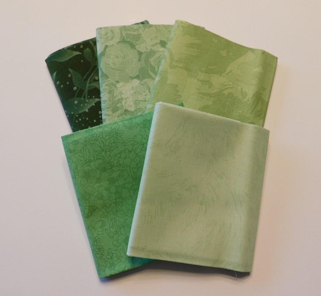 Boundless Blenders Green Batik Fabric 5 Fat Quarters Bundle Etsy
