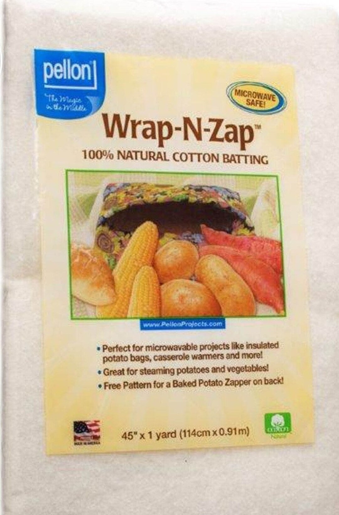 Pellon Wrap-N-Zap Cotton Quilt Batting, 45 by 36-Inch