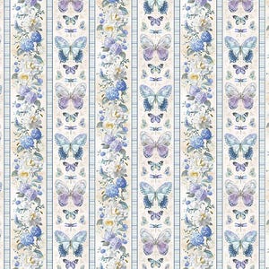 Morning Blooms, Repeating Stripe 89271 146, Danhui Nai, Wilmington Prints, Quality Quilting Cotton, Fabric By The Yard and Half Yard