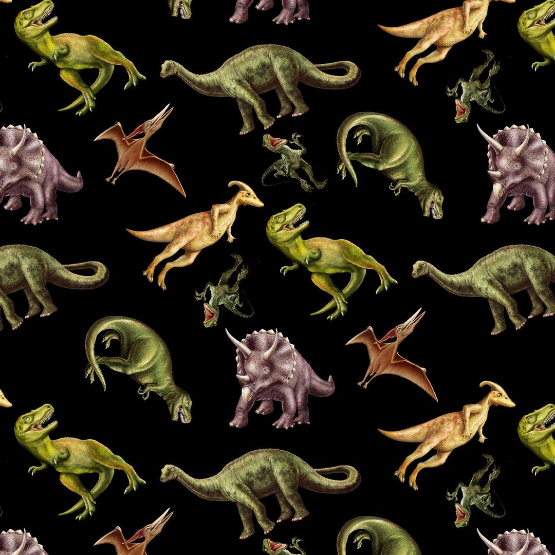 Trex Fabric, Dinosaur Fabric, March of the Dinosaurs, Dinosaur Tossed