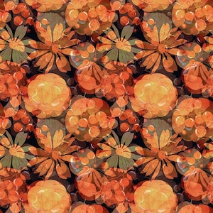 Reflections of Autumn, Pumpkins 7RA-1, Fall Fabric, Digital Print, In The Beginning, Quilting Cotton Fabric, Priced/Sold by the Half Yard