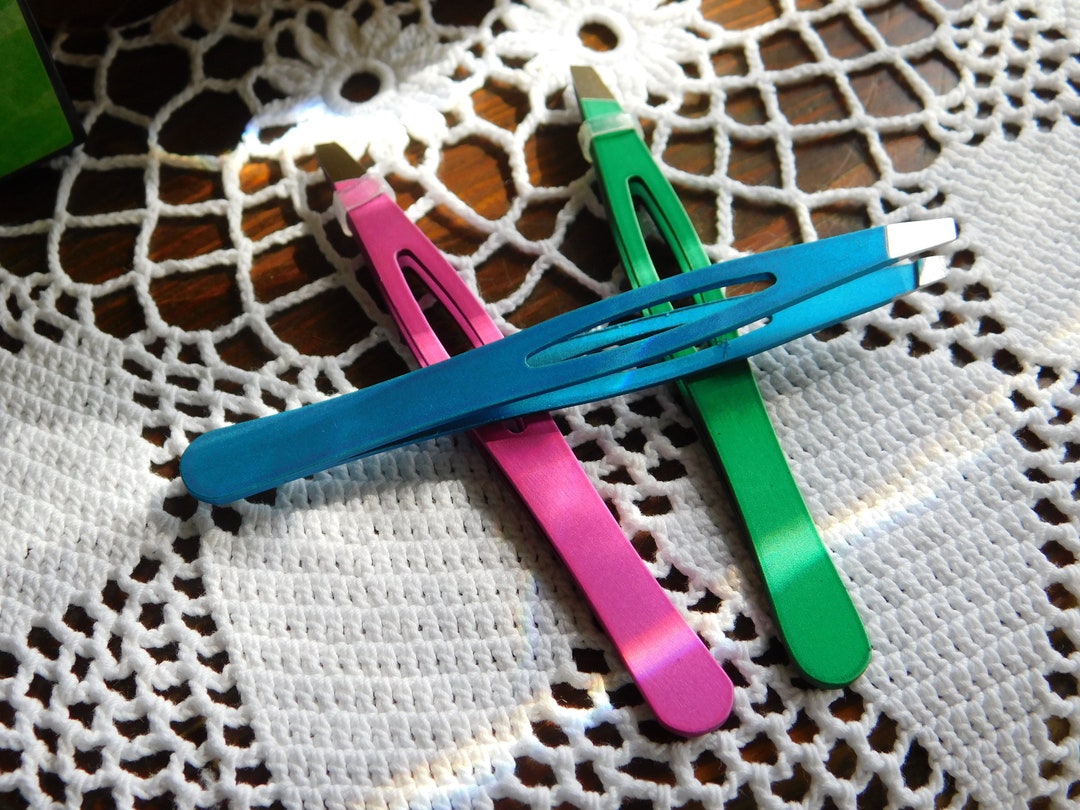 Sewing Tweezers, Easy Grip Tweezers, Angled Tweezers, Precision Quilting Tools, Blue Pink or