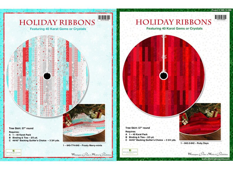 Tree Skirt Pattern, Holiday Ribbons, Paper Pattern, Precut Pattern, Hard Copy Pattern, Jelly Roll Friendly Pattern, Wilmington Prints